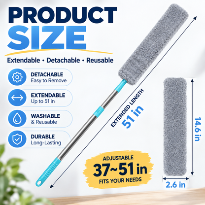 ✨ Microfiber Micro-Gap Duster with Extendable Pole
