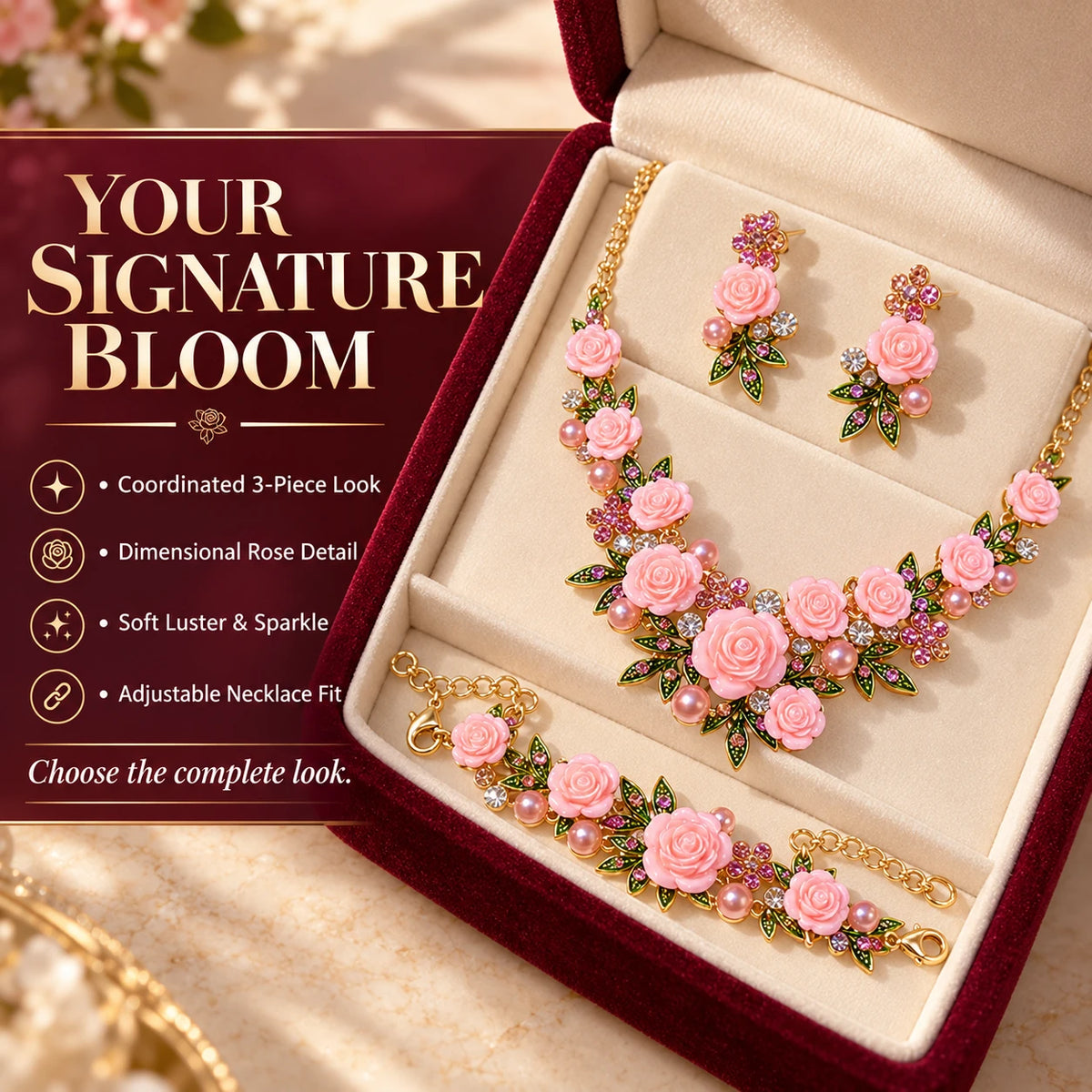 Vintage Rose Garden Pearl & Crystal Jewelry Collection