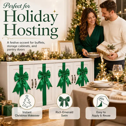 🎀 Christmas Bow & Ribbon Decor Set – Festive Door & Home Decorations