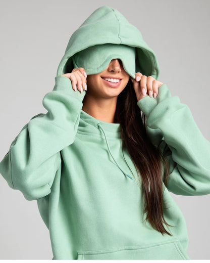 🌙 Travel Sweatshirt Hoodie with Built-in Sleep Mask