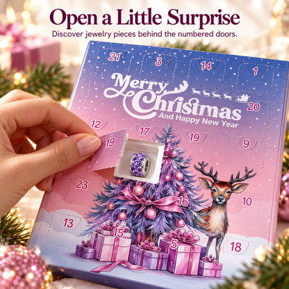 🎄 Christmas Advent Calendar 24 Days DIY Charm Bracelet & Necklace Making Kit, Purple Pink Crystal Beads Jewelry Set, Christmas Gift for Girls