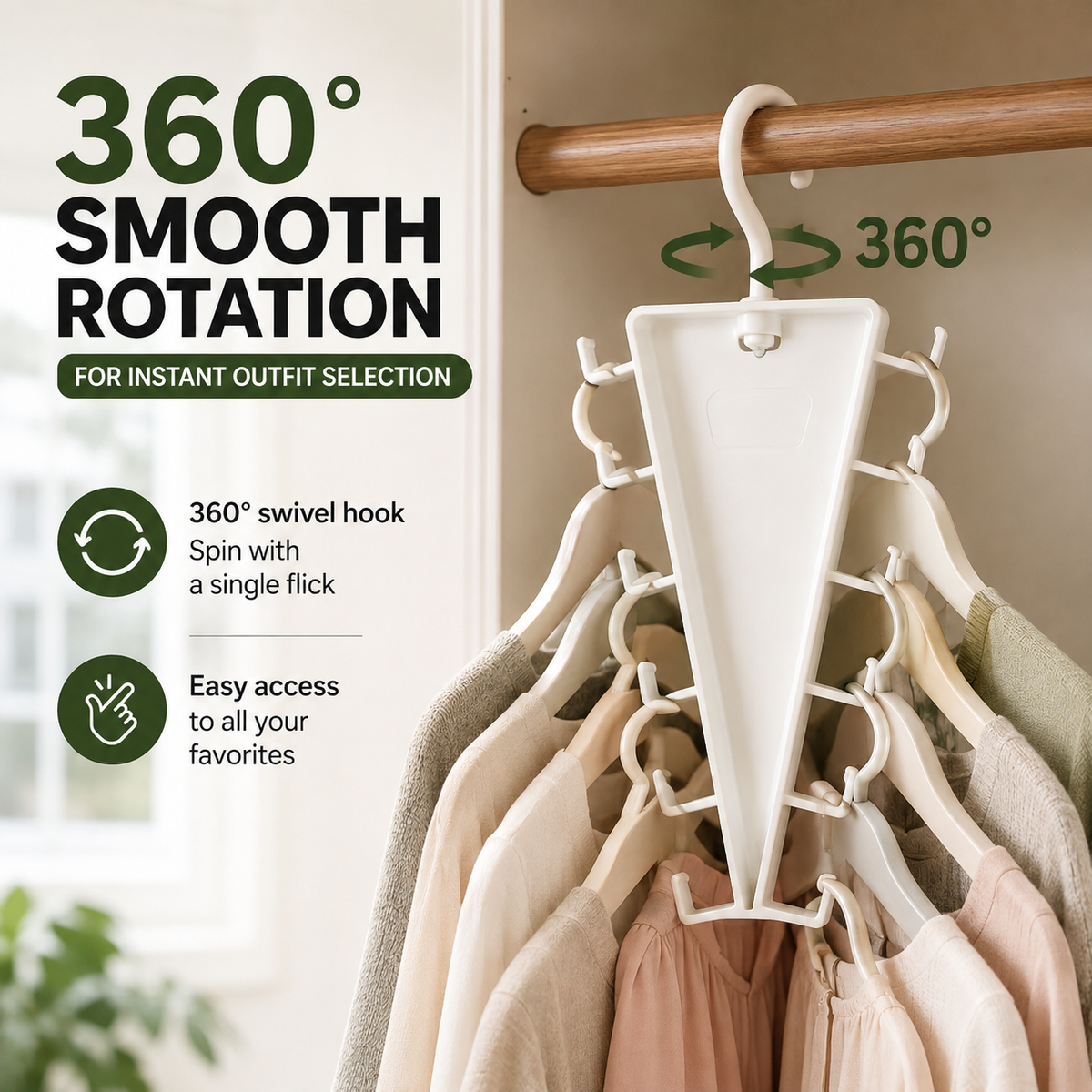 360° Rotating V-Shaped 12-Hook Space-Saving Closet Hanger 🧥✨