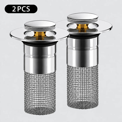 🚰 2-in-1 Pop-Up Sink Drain Stopper with Hair Catcher | Easy-Clean Bathroom Drain Filter