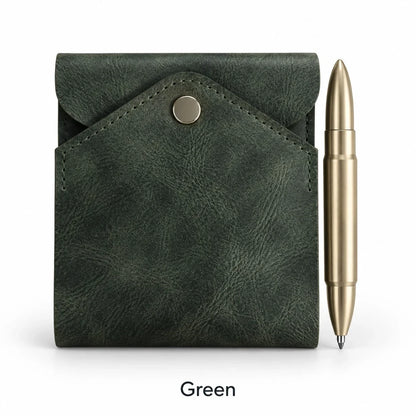 Vintage Leather Wallet with Pen Holder | Compact EDC |  Free A Pen