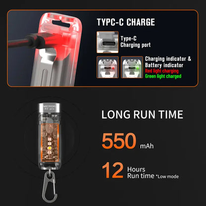 🔦 Nicron K11 Pro EDC Keychain Flashlight – 550 Lumens Magnetic Work Light ⚡