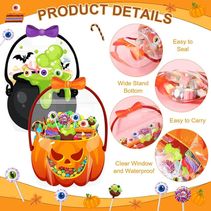 🍬 Halloween Candy Bags with Handles | Durable Clear Goodie Bags for Trick-or-Treating 🎃