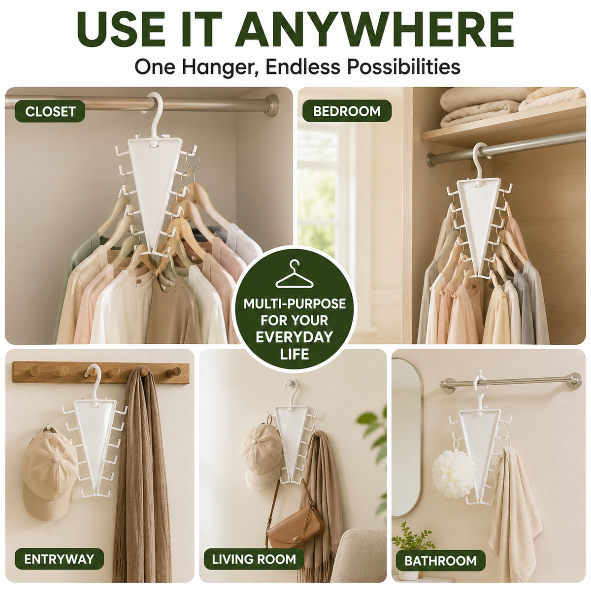 360° Rotating V-Shaped 12-Hook Space-Saving Closet Hanger 🧥✨
