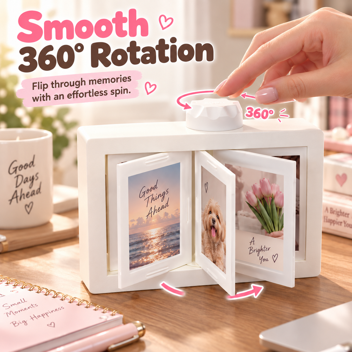 360° Rotating Polaroid Photo Frame & Flip Accordion Memory Album 💫