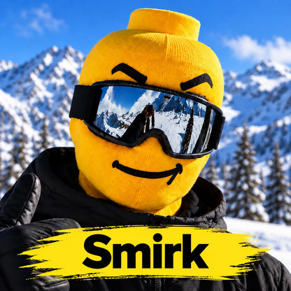 😜 Funny Yellow Ski Mask – Knit Balaclava with 4 Playful Faces ❄️