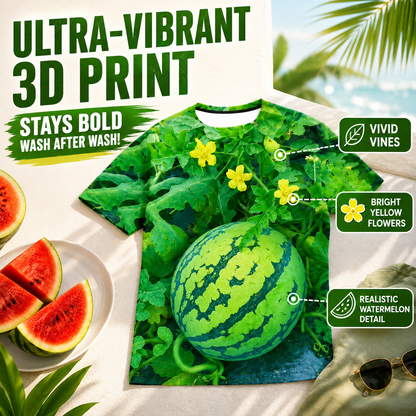 🍉 Summer Vibe 3D Watermelon Patch Graphic Tee