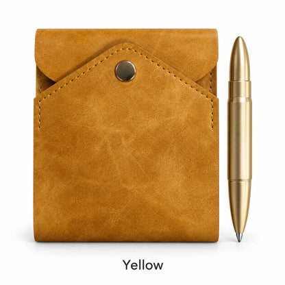 Vintage Leather Wallet with Pen Holder | Compact EDC |  Free A Pen