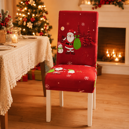 🎄 Elastic Christmas Dining Chair Cover – Soft, Washable & Festive Slipcover 🎅