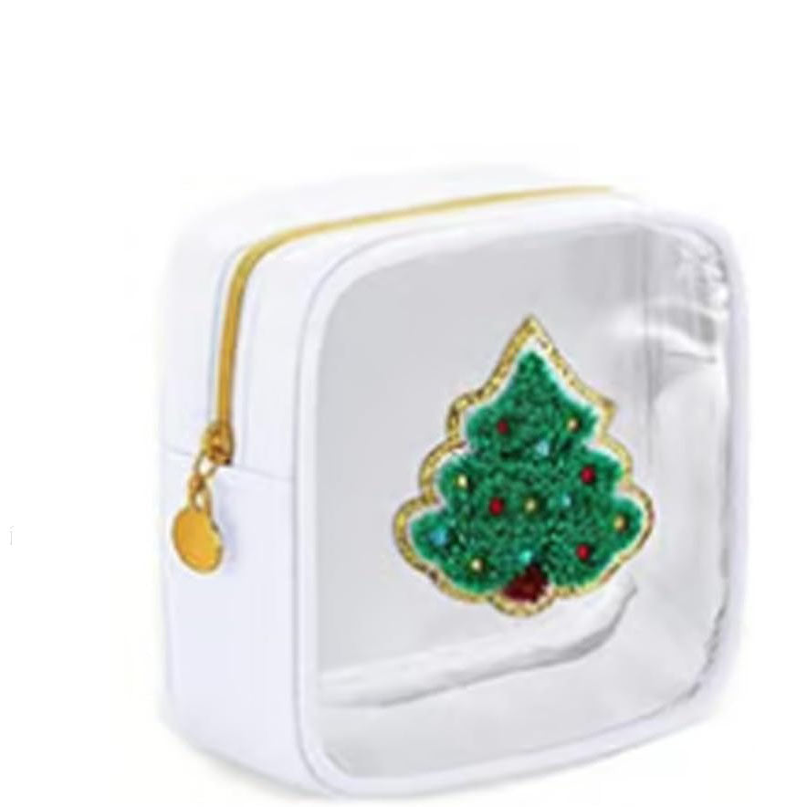 🎄 Christmas Tree Clear Makeup Bag – Festive Travel Organizer