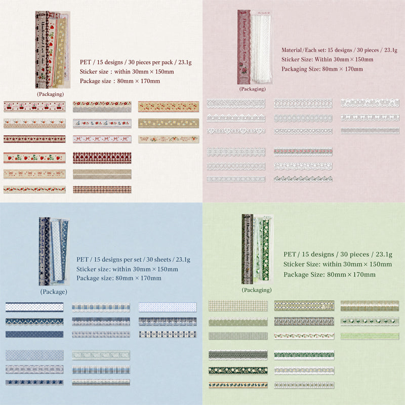 ✨ Aesthetic Vintage Long Strip Sticker Pack | Retro Washi Decor for Junk Journal & Scrapbook 📓