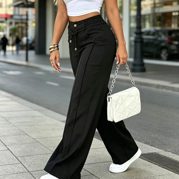 🌿 High-Rise Wide-Leg Drawstring Lounge Pants
