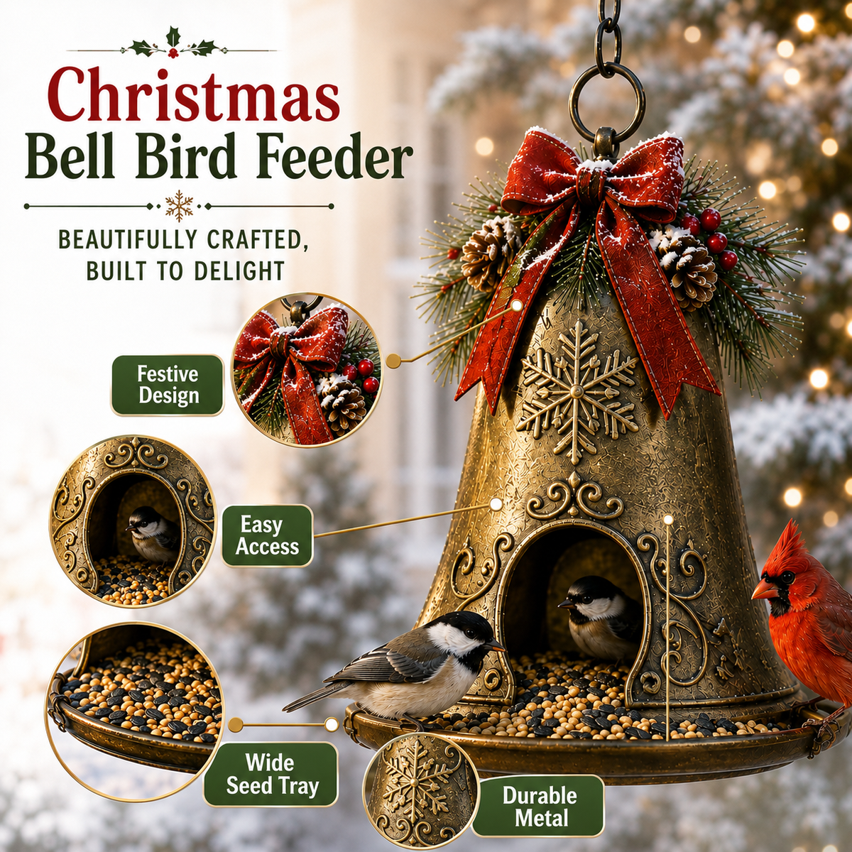 ⛄ Festive Christmas Hanging Bird Feeders – Weatherproof Wild Bird Care for Garden & Patio 🌲✨