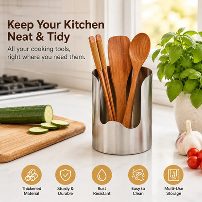 Stainless Steel Utensil Holder | Countertop Kitchen Organizer