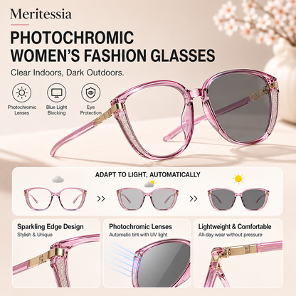 🕶️ Oversized Fashion Prescription Glasses – Trendy Photochromic Lenses with Blue Light Blocking ✨
