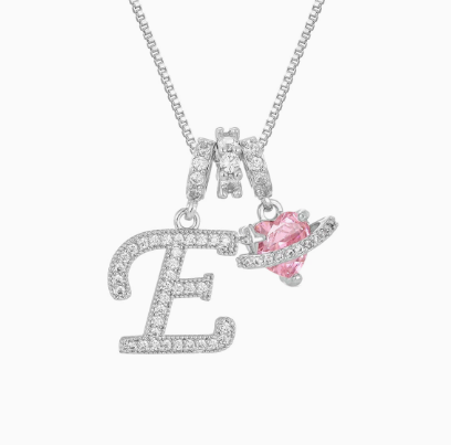 3-in-1 Custom Alphabet & Pink Zircon Pendant Necklace💫