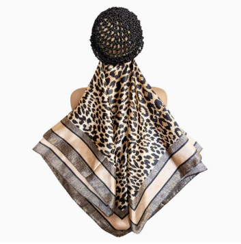 Chic 2-in-1 Red Chain Silk Headscarf & Hair Net Cap 👑