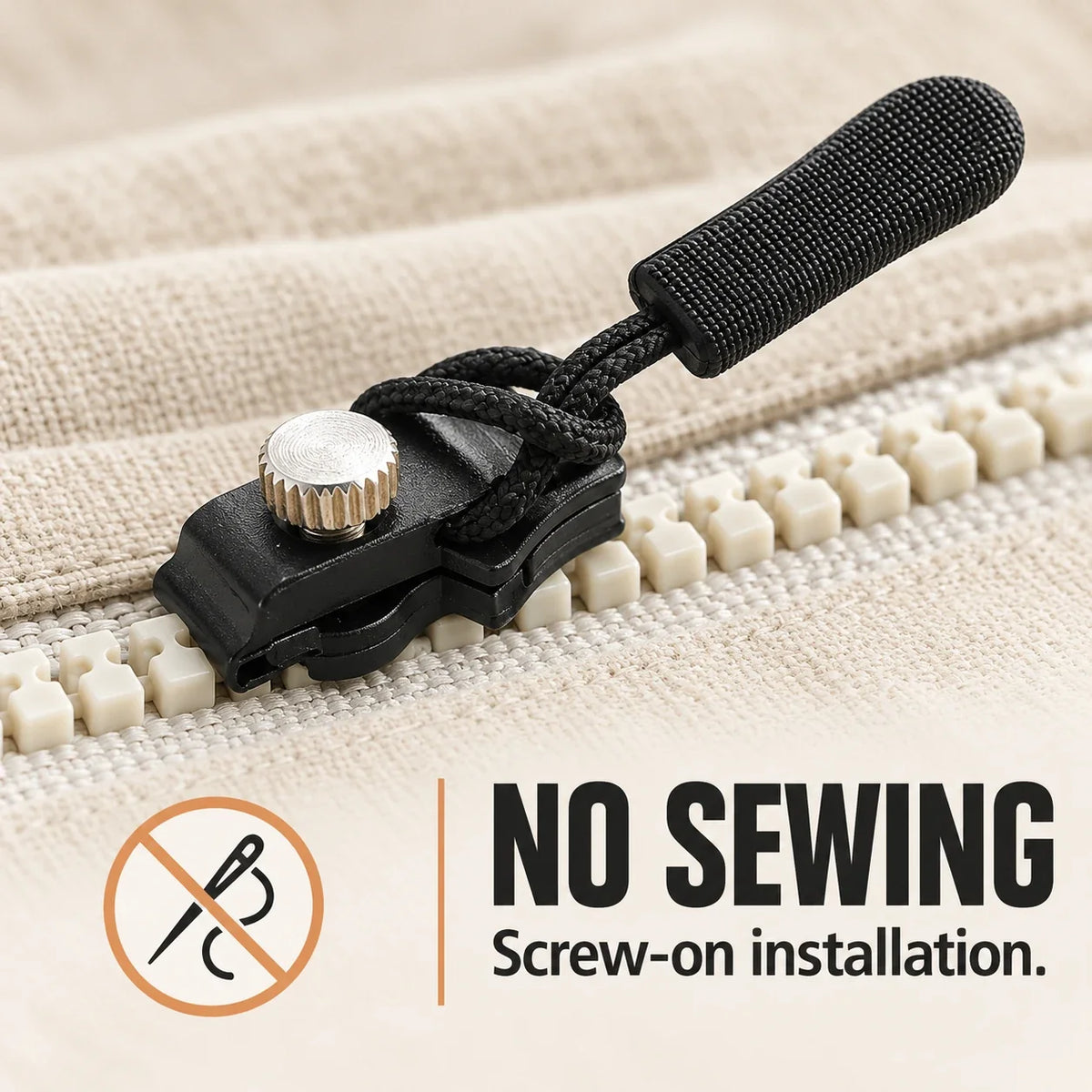 Zipper Repair Slider – No-Sew Screw-On for #3 & #5 Zippers 🧵