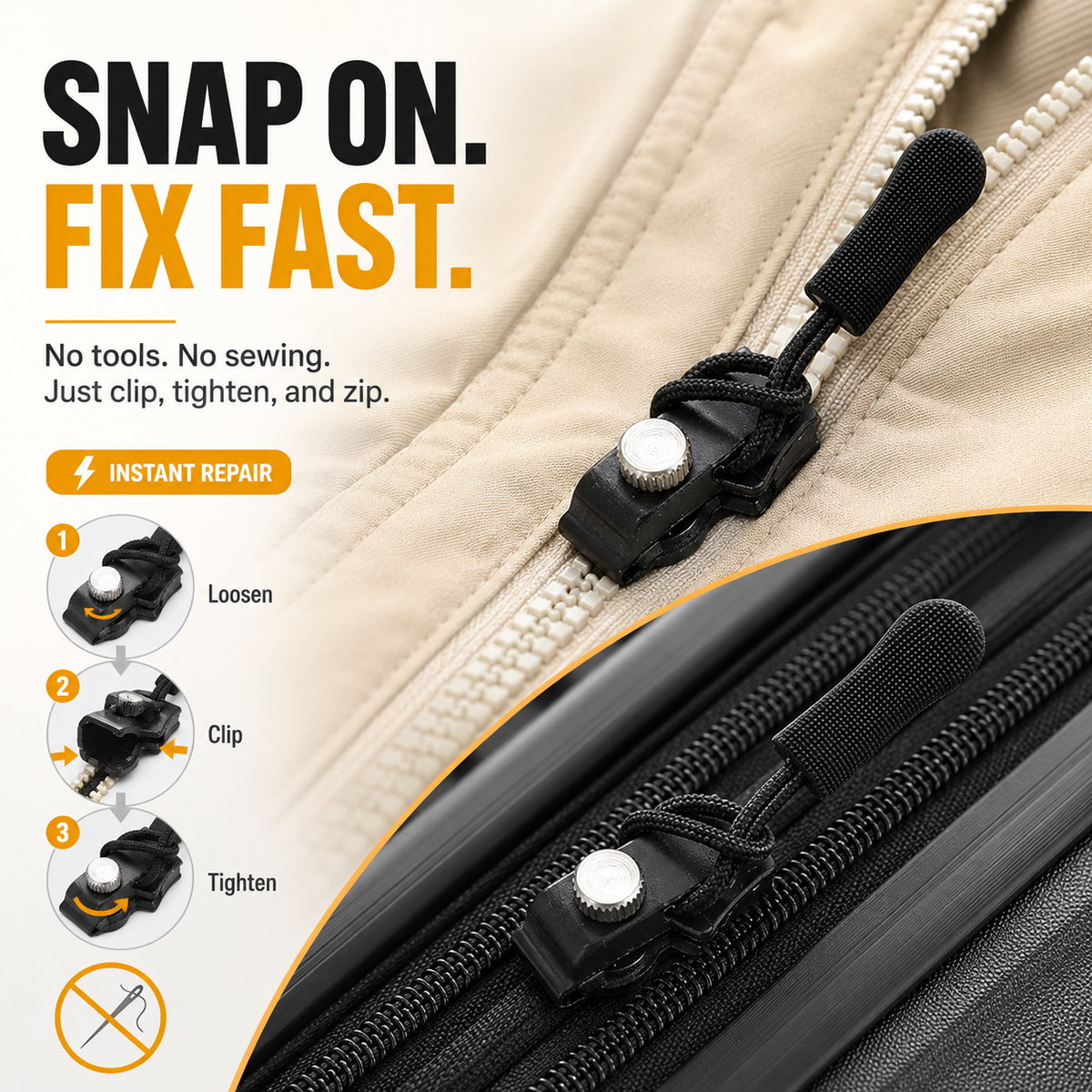 Universal Detachable Zipper Repair Kit – Fix Broken Zippers in Seconds! 🛠️