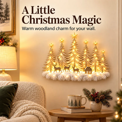 ✨ Lighted Woodland Christmas Wall Decor – Warm LED Glow