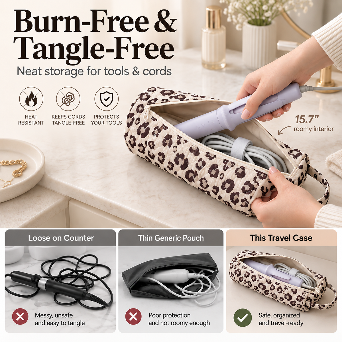 Quilted Travel Hair Tool & Blow Dryer Organizer Bag 👜🔥