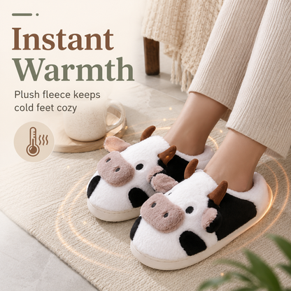 🐮 Cute Fluffy Cow Slippers | Your Daily Dose of Cozy & Smiles! ✨