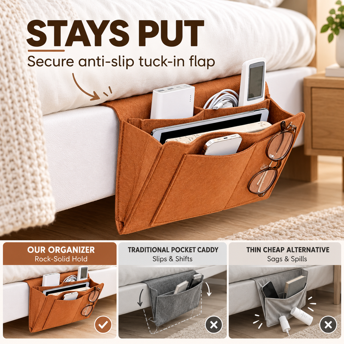 Cozy Felt Nightstand Organizer & Sofa Armrest Storage Bag 🏡