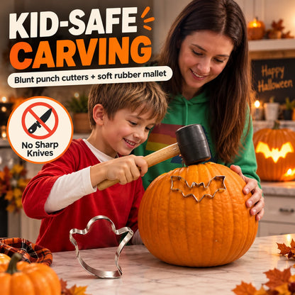 Halloween Pumpkin Carving Hammer & Cutter Kit (2-Pack) 🎃⚡