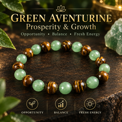 Green Aventurine & Tiger Eye Protection & Success Bracelet 💚