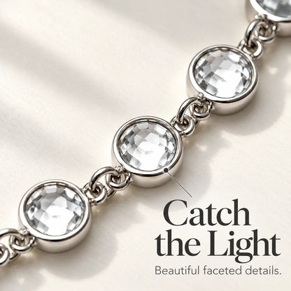 ✨ Sparkling Charm Chain with Faceted Stones – Silver-Tone Bow, Star & Cross Styles 🎁