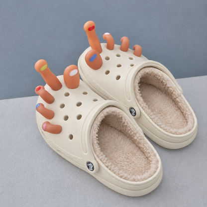 Funny 3D Finger-Toe Plush Clogs 🦶🤪