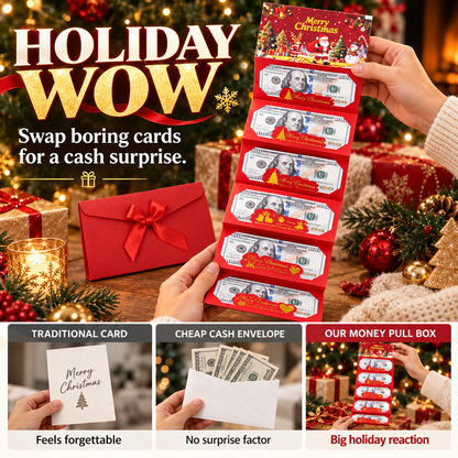Holiday Surprise Money Pull Box for Christmas Cash Gifting 💵