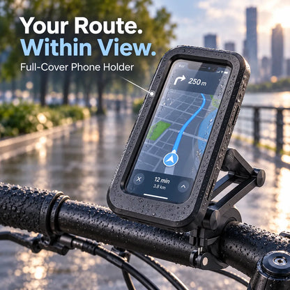 🚴 Rainproof Bike Phone Holder with Touchscreen Case & Adjustable Handlebar Mount 🌦️