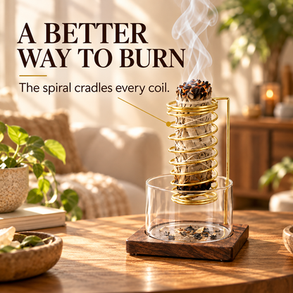 🌿 Wooden Glass Wormwood & Incense Burner