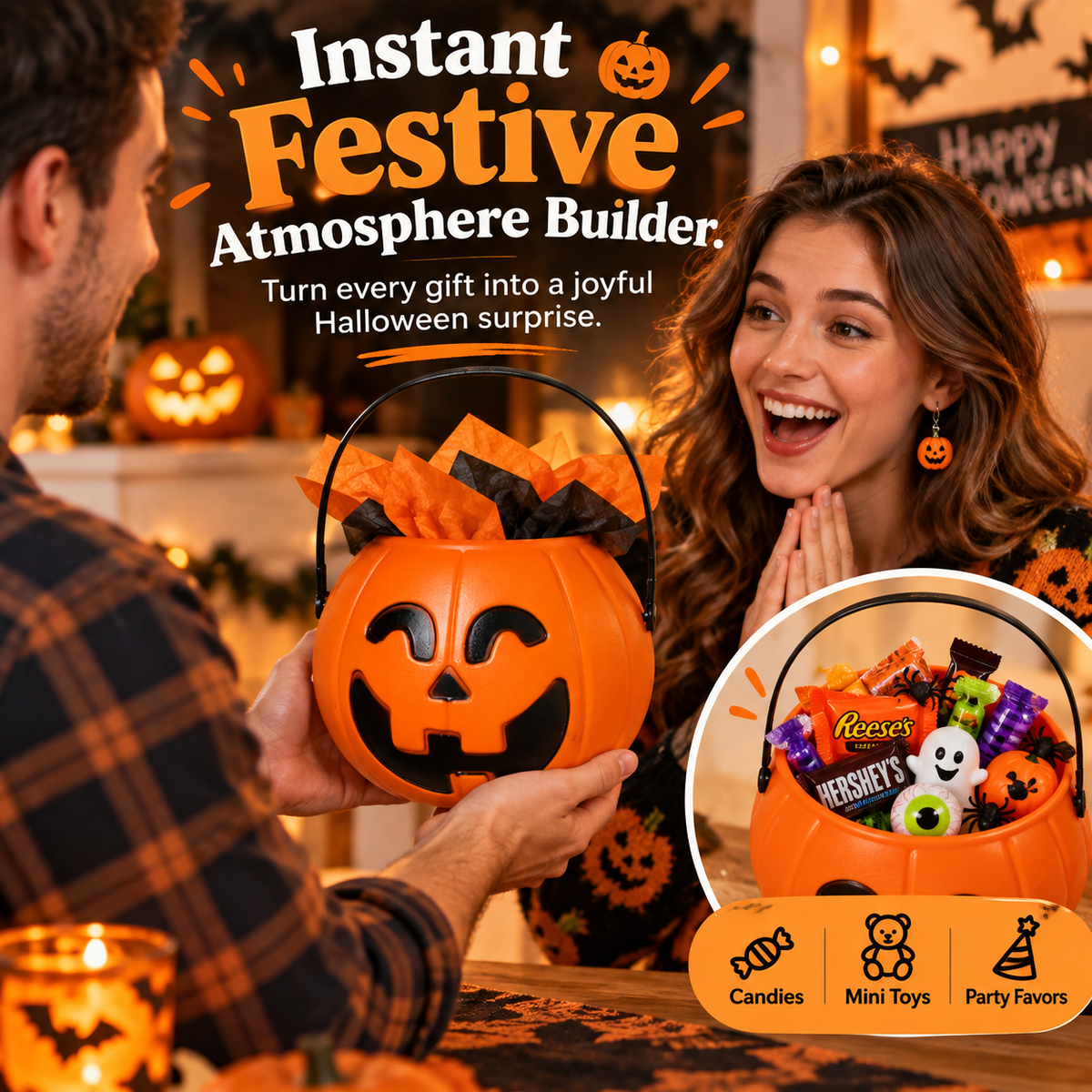 Halloween Pumpkin Toy & Gift Bucket | Festive Surprise Container 🎃