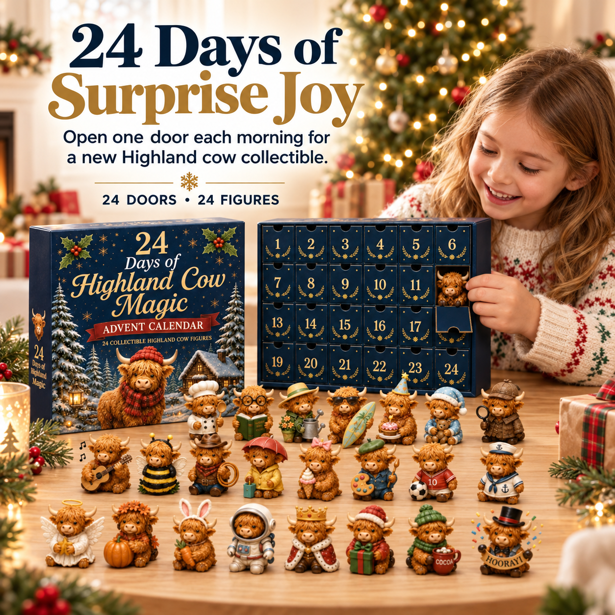24 Days of Highland Cow Christmas Advent Calendar Blind Box 🎄