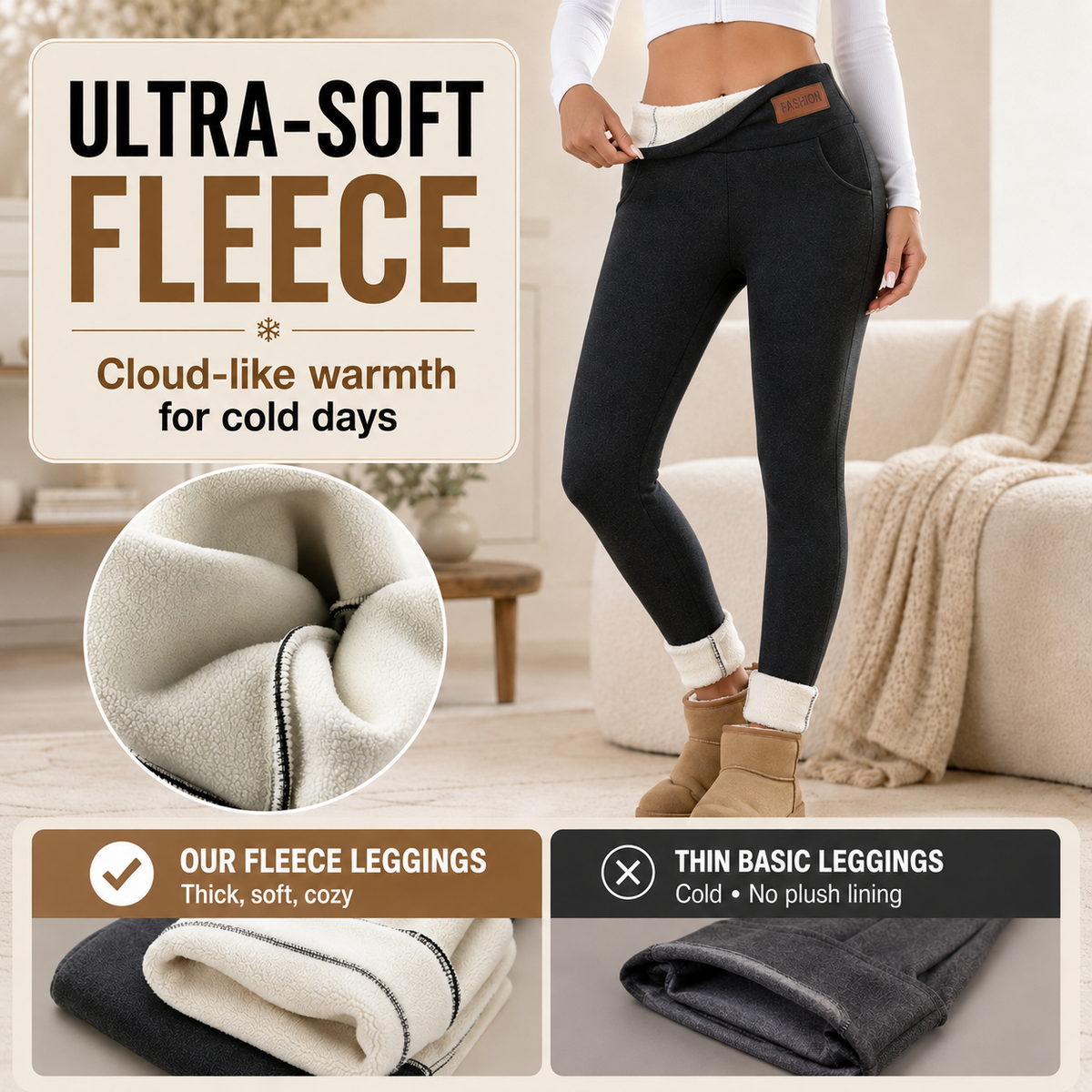 🔥 Fleece-Lined Thermal Leggings with Pockets