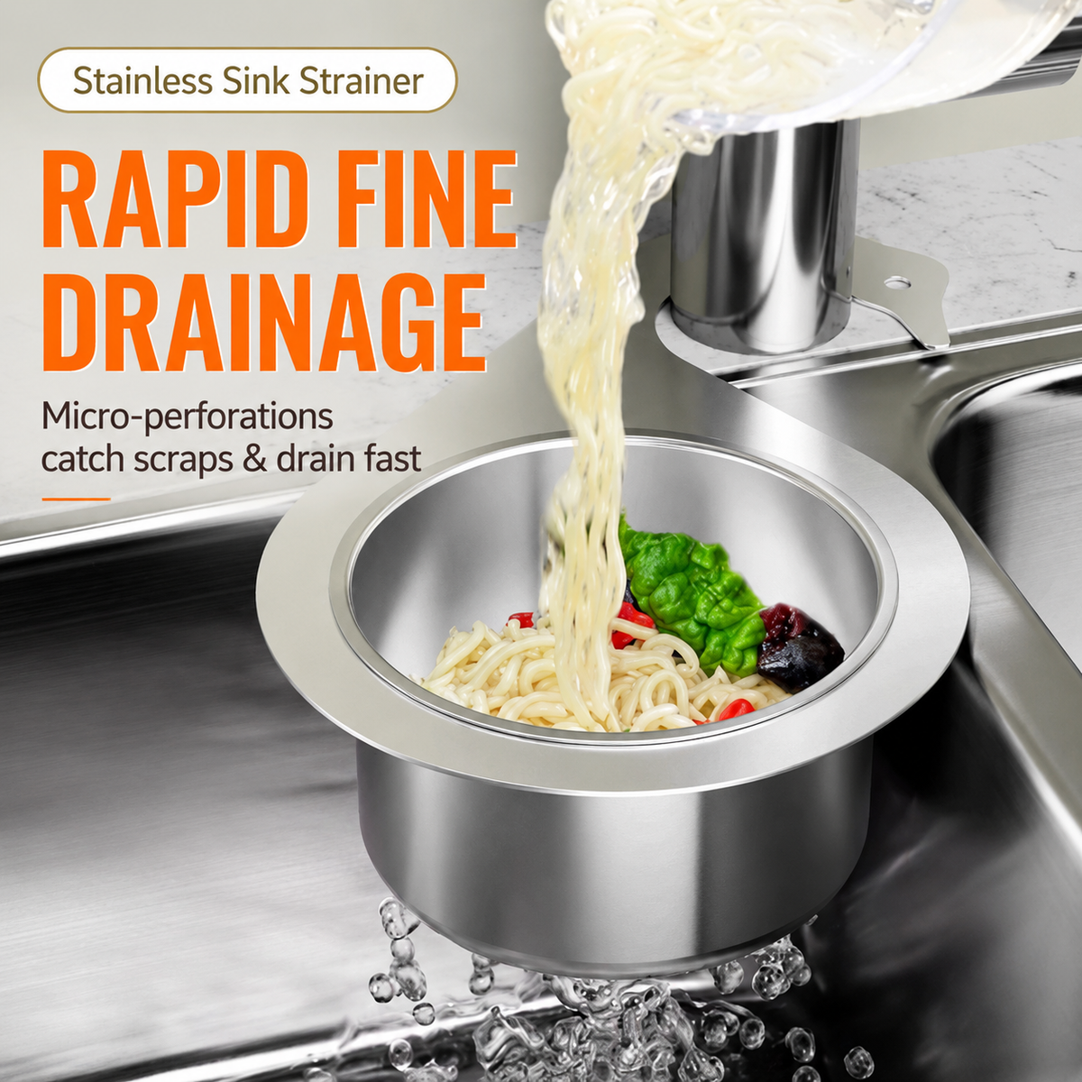 🚰 360° Rotating Stainless Steel Sink Strainer Basket