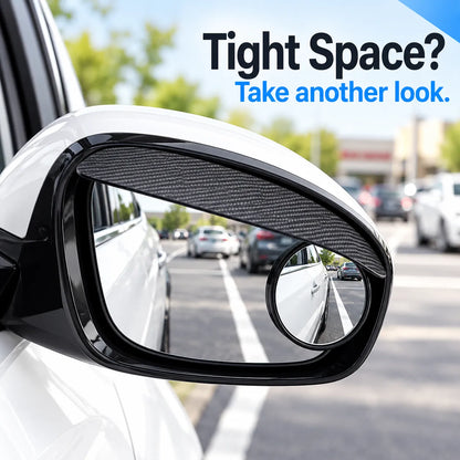 🚗 2-in-1 Side Mirror Rain Visors with Adjustable Blind Spot Mirrors – Carbon Fiber Look