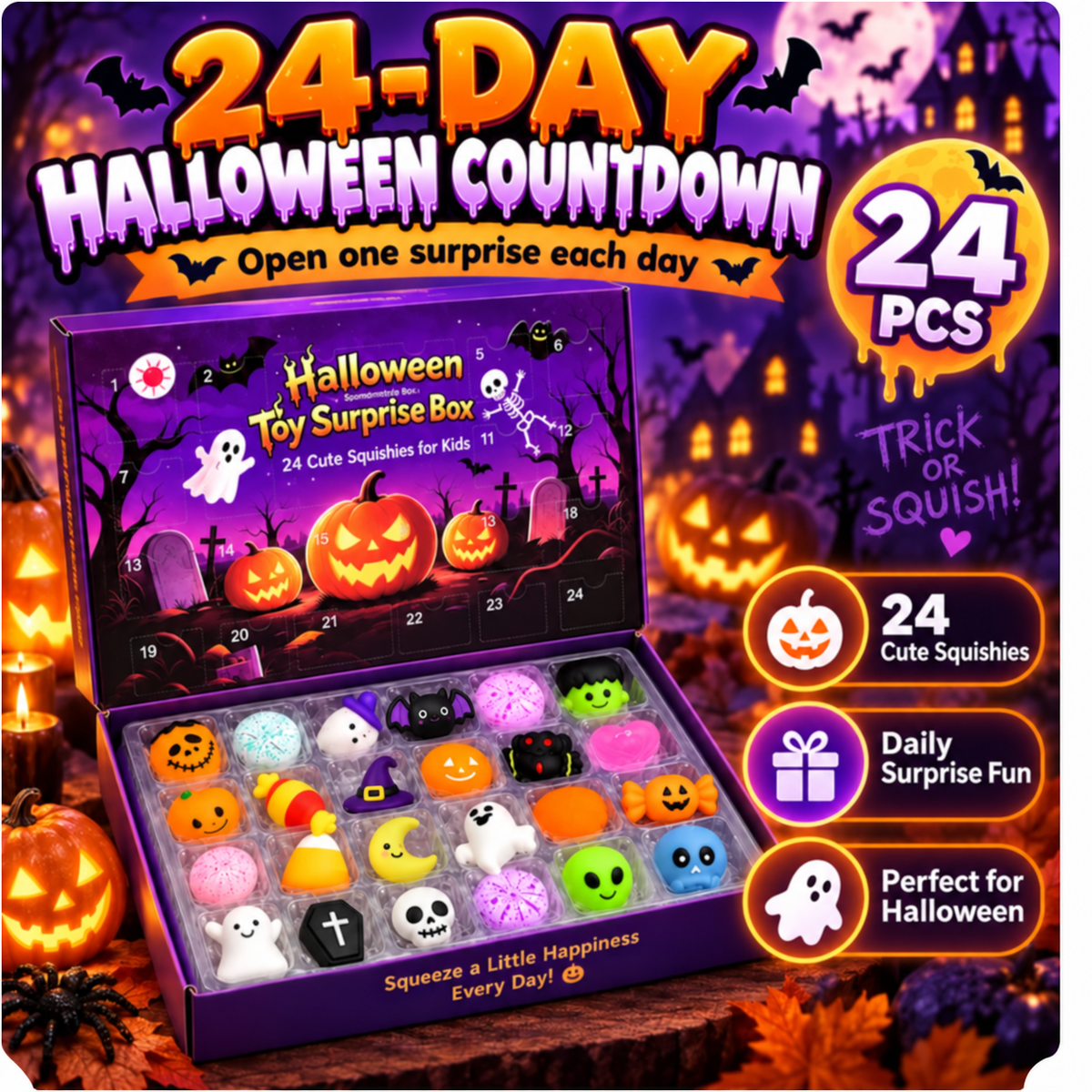 🔥24-Piece Halloween Squishy Surprise Box