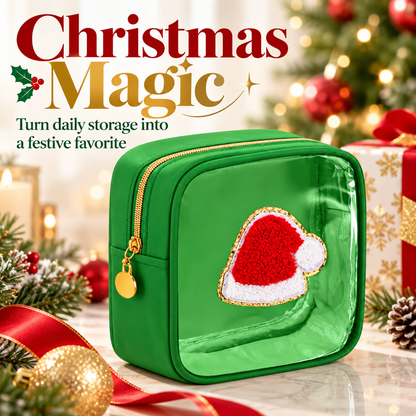 🎄 Christmas Tree Clear Makeup Bag – Festive Travel Organizer