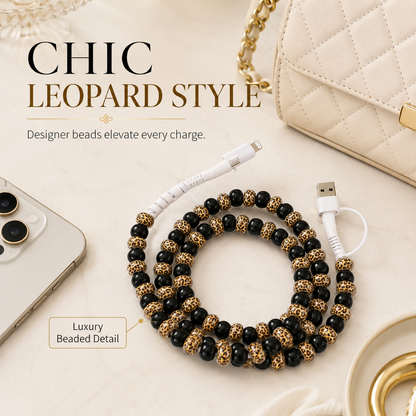 Luxury Leopard Beaded Dual-Head Charging Cable 🖤⚡