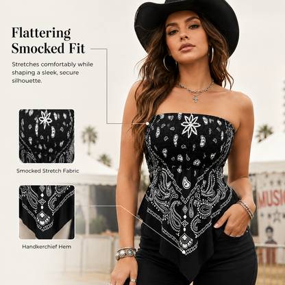 Retro Vibe Bandana Smocked Tube Top