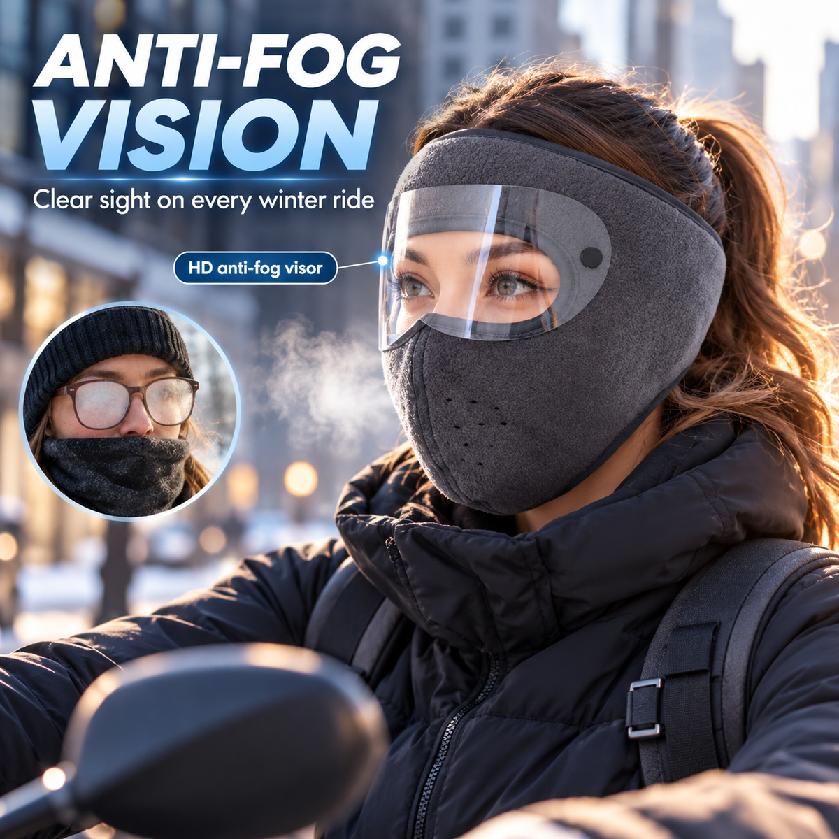 Windproof Fleece Full Face Shield & Anti-Fog Riding Mask
