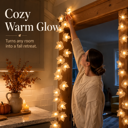 🍂 Instant Cozy Vibes Autumn Warm Maple Leaf LED String Lights