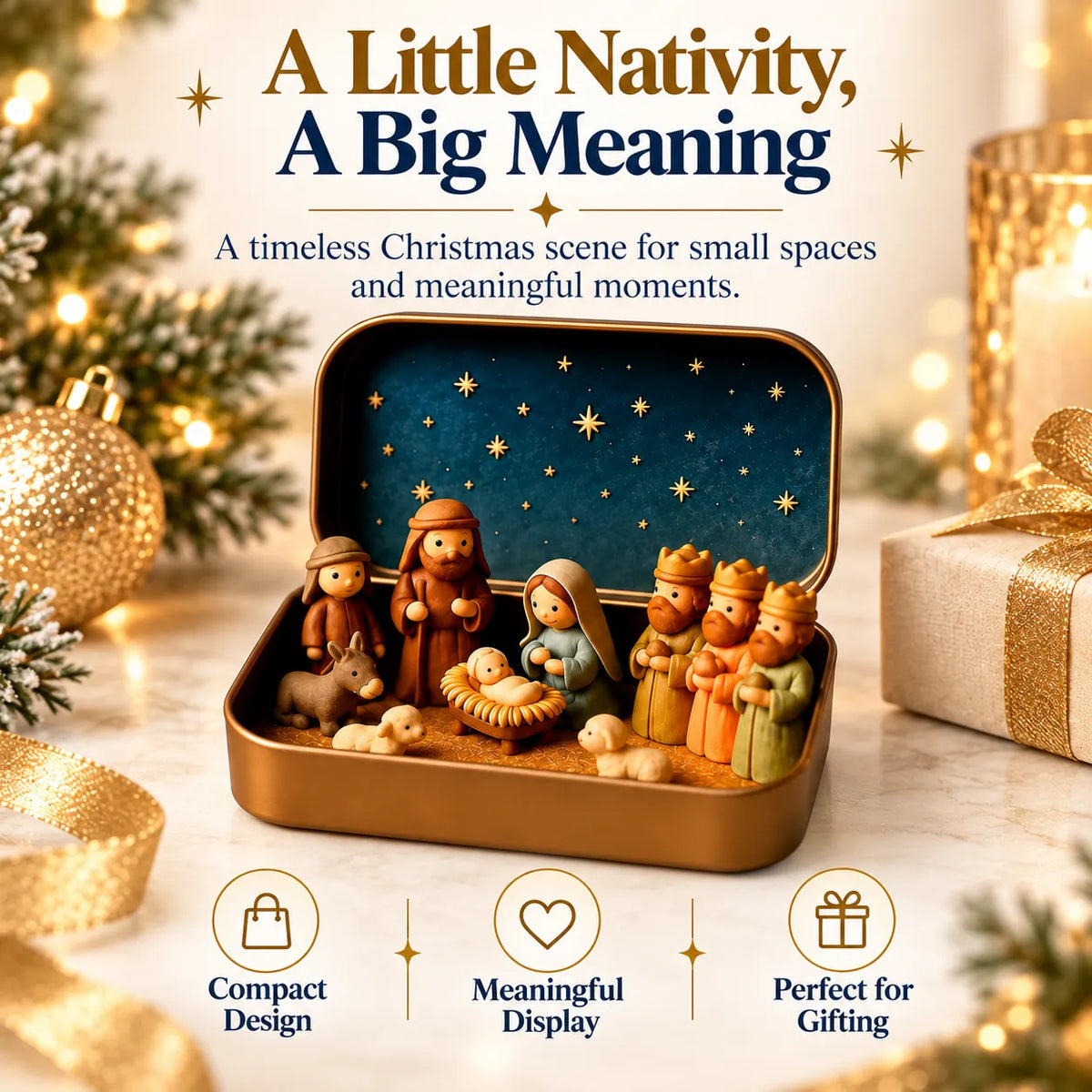🎄 Mini Christmas Nativity Scene in a Tin – Meaningful Holiday Keepsake Gift
