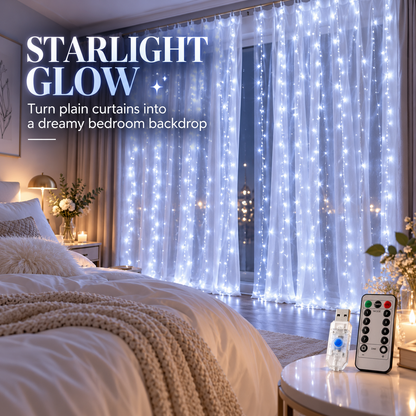 Cascading Starry Window Curtain Lights for Bedroom & Party